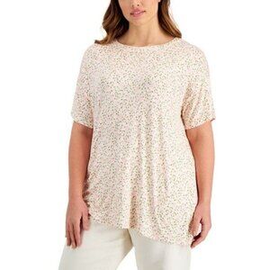 AQ-2545 Style & Co Plus Size Printed Top Pink Size 2X